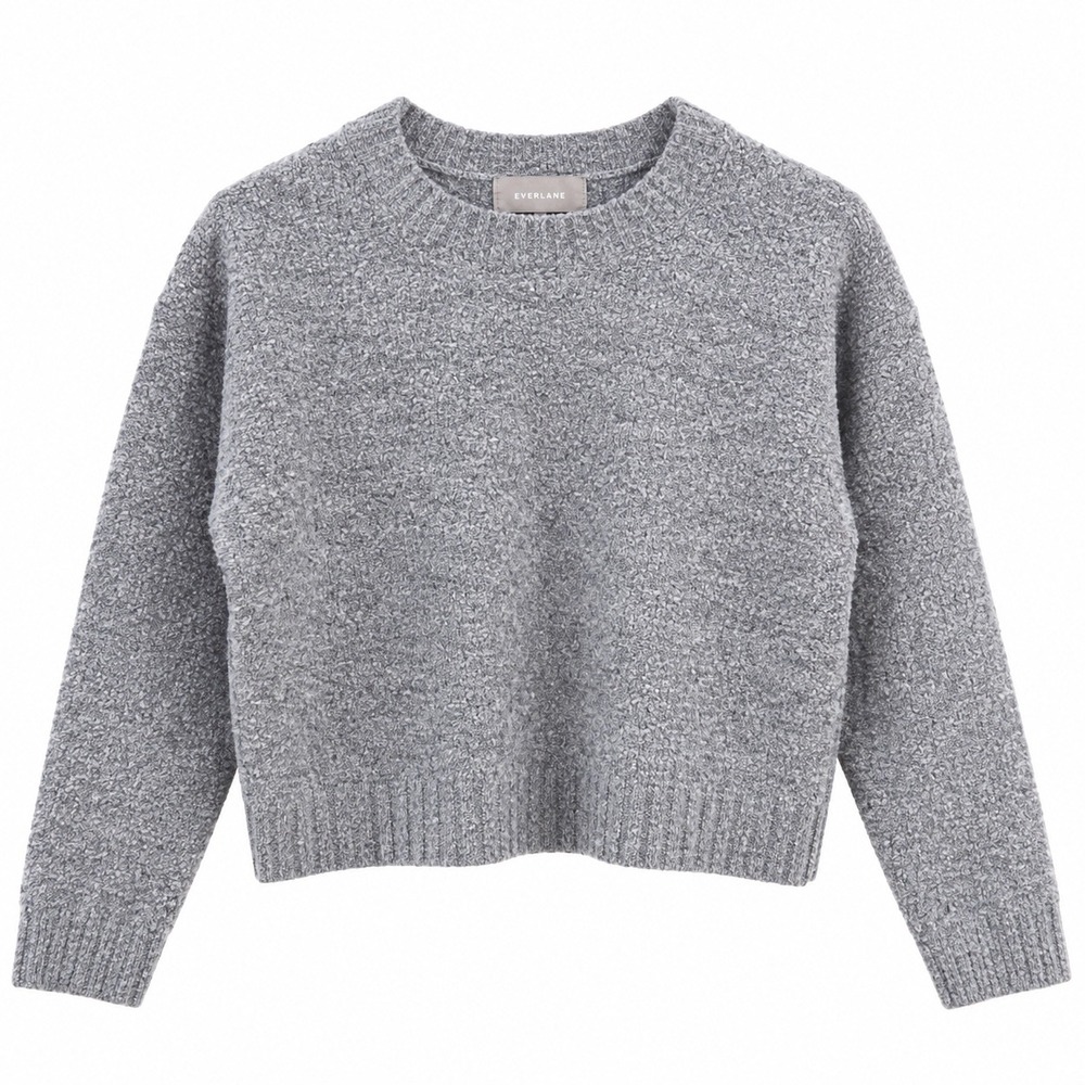 Everlane Women's Large Gray Wool Blend Cropped Crewneck Sweater